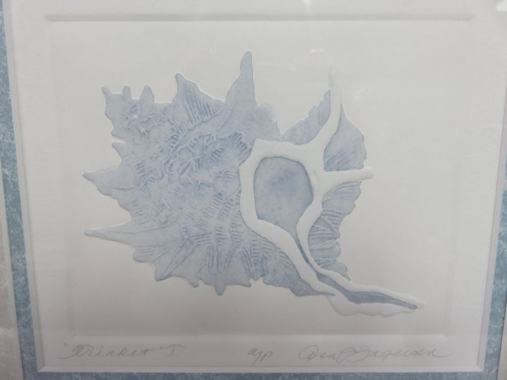 Signed Conch Shell Art