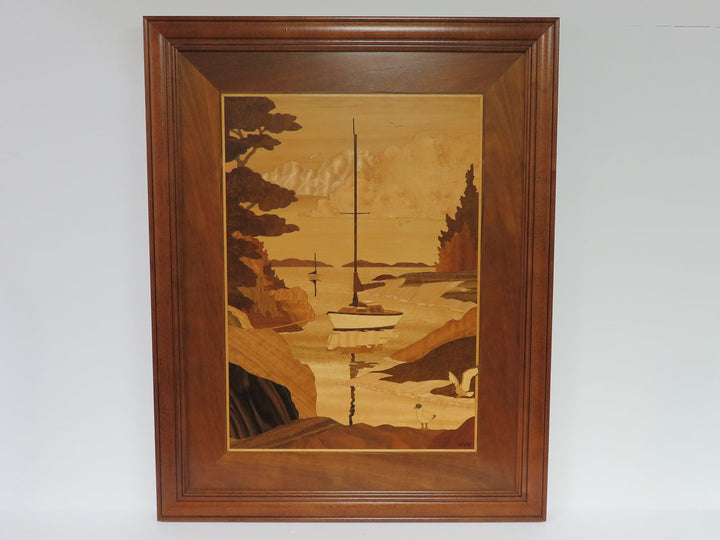 Wood Marquetry Nautical Scene