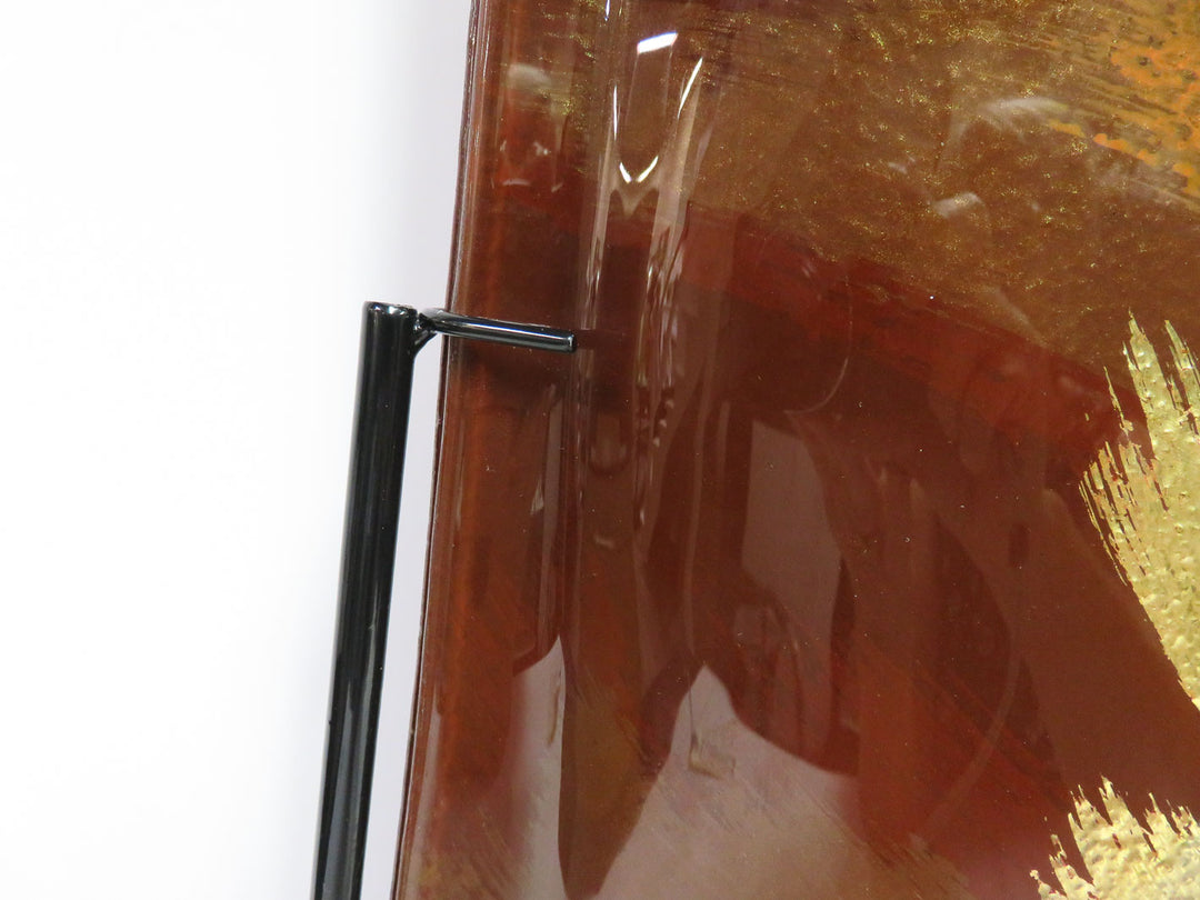 Art Glass Vase on Metal Stand