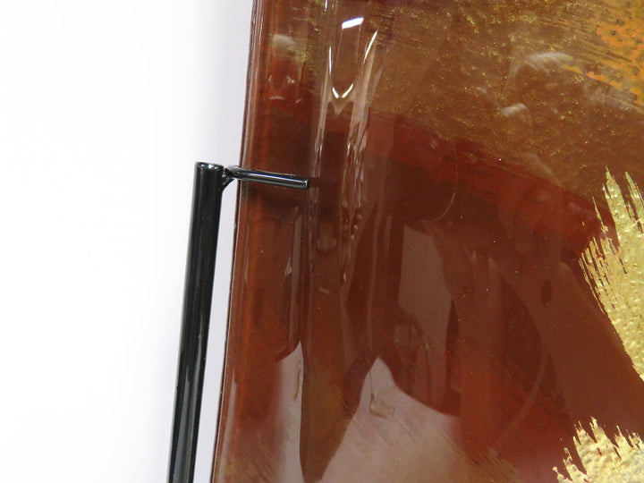 Art Glass Vase on Metal Stand