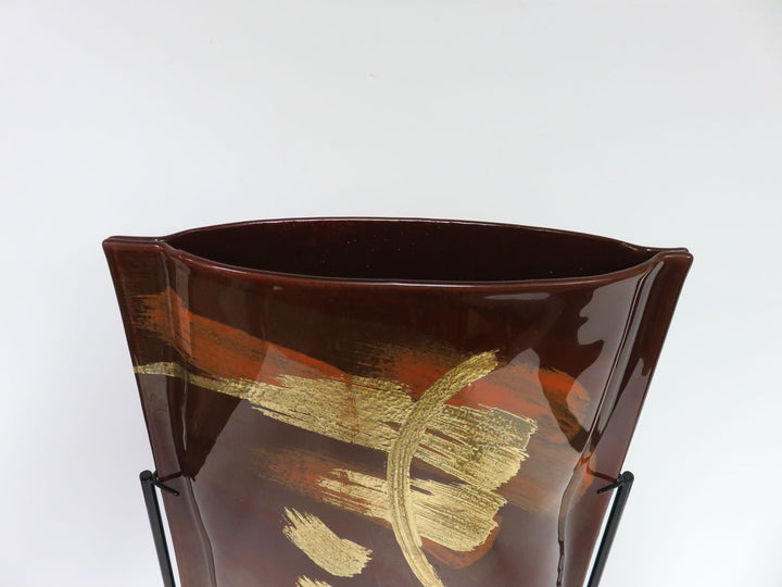 Art Glass Vase on Metal Stand