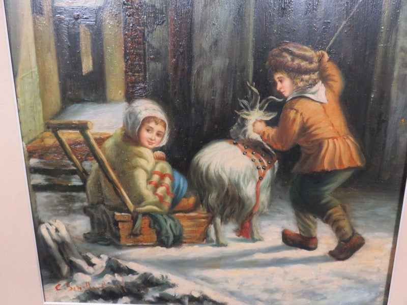 Nostalgic Sled Scene Print