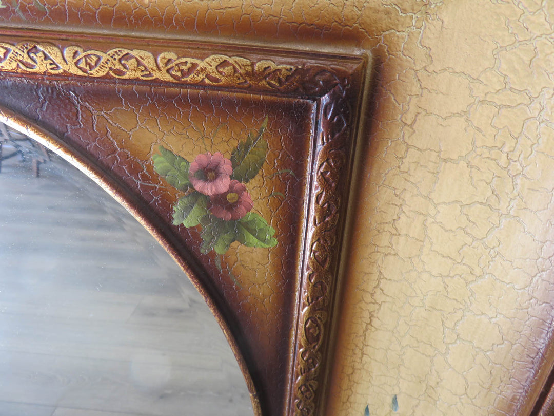 Beveled Mirror with Painted Rose Frame