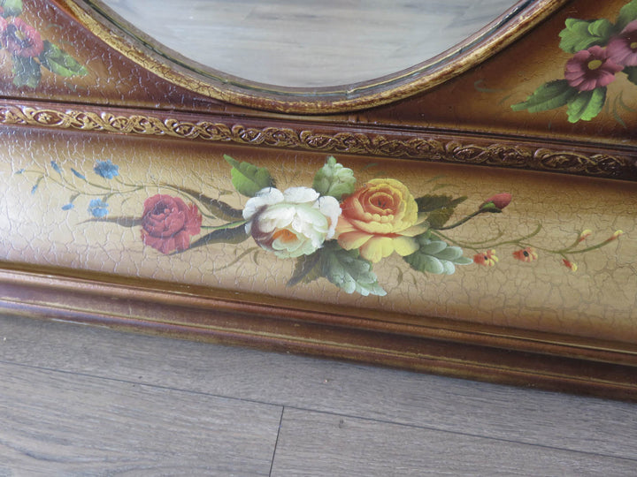 Beveled Mirror with Painted Rose Frame