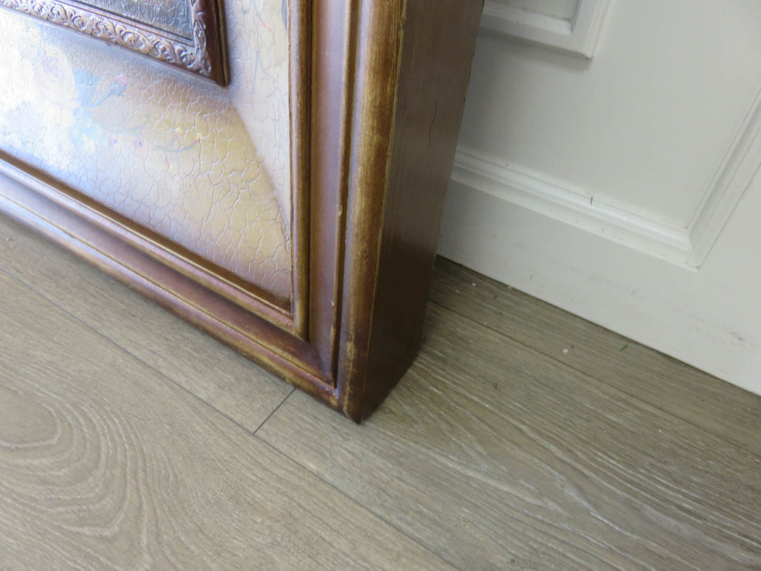 Beveled Mirror with Painted Rose Frame