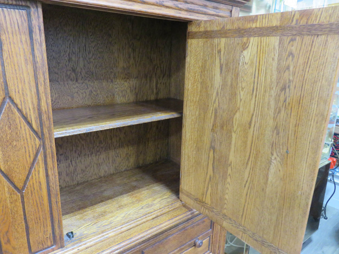 Carved Oak Vertical Cabinet