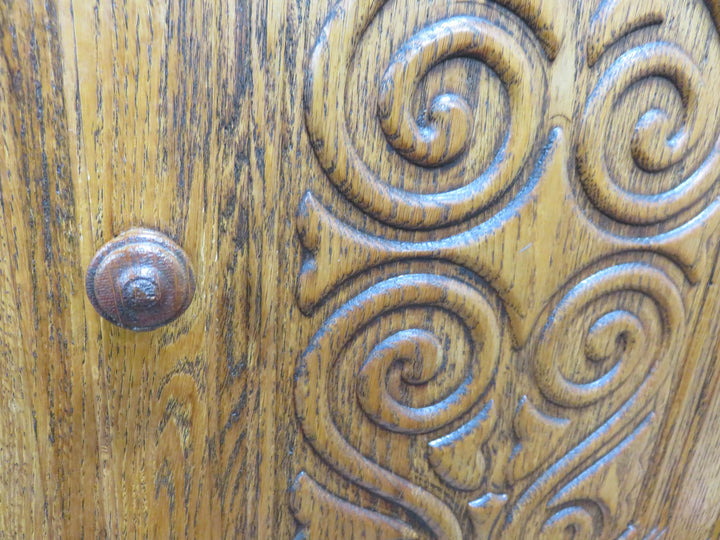 Carved Oak Vertical Cabinet