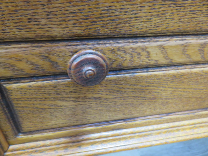 Carved Oak Vertical Cabinet