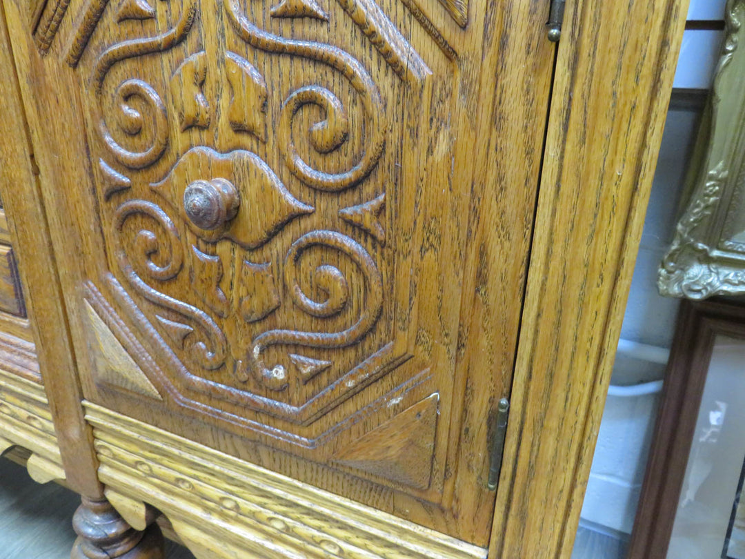 Carved Oak Buffet Cabinet