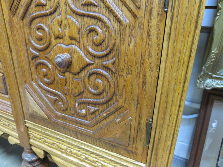Carved Oak Buffet Cabinet