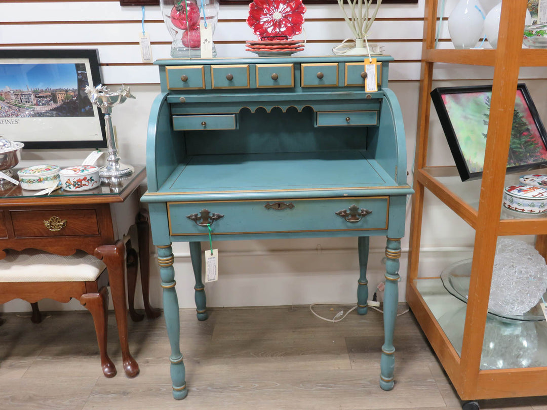 Jasper Cabinet Teal Roll-Top Desk