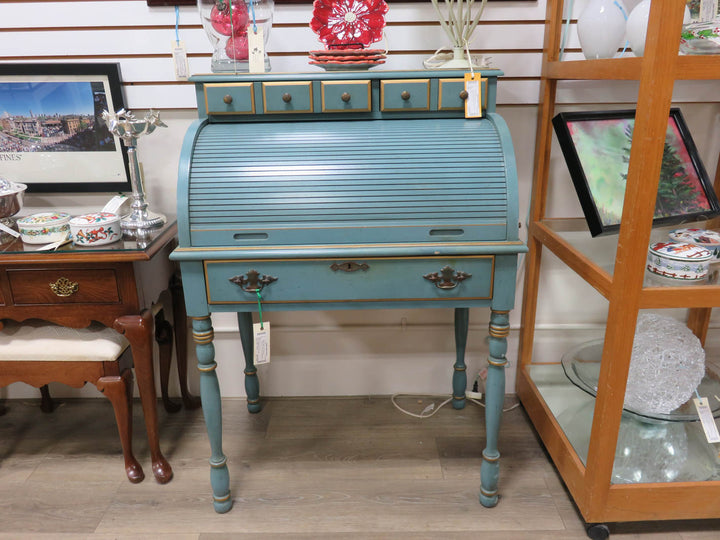 Jasper Cabinet Teal Roll-Top Desk