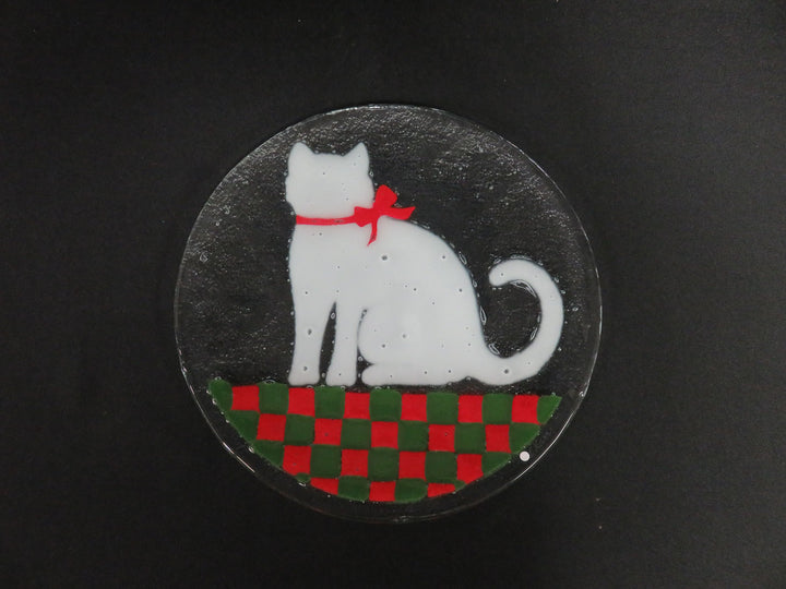 Peggy Karr White Cat Plate