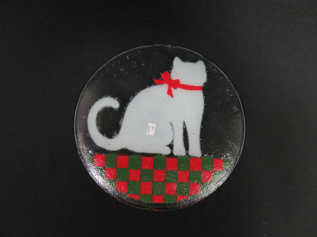 Peggy Karr White Cat Plate