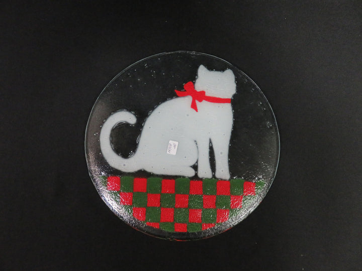 Peggy Karr White Cat Plate