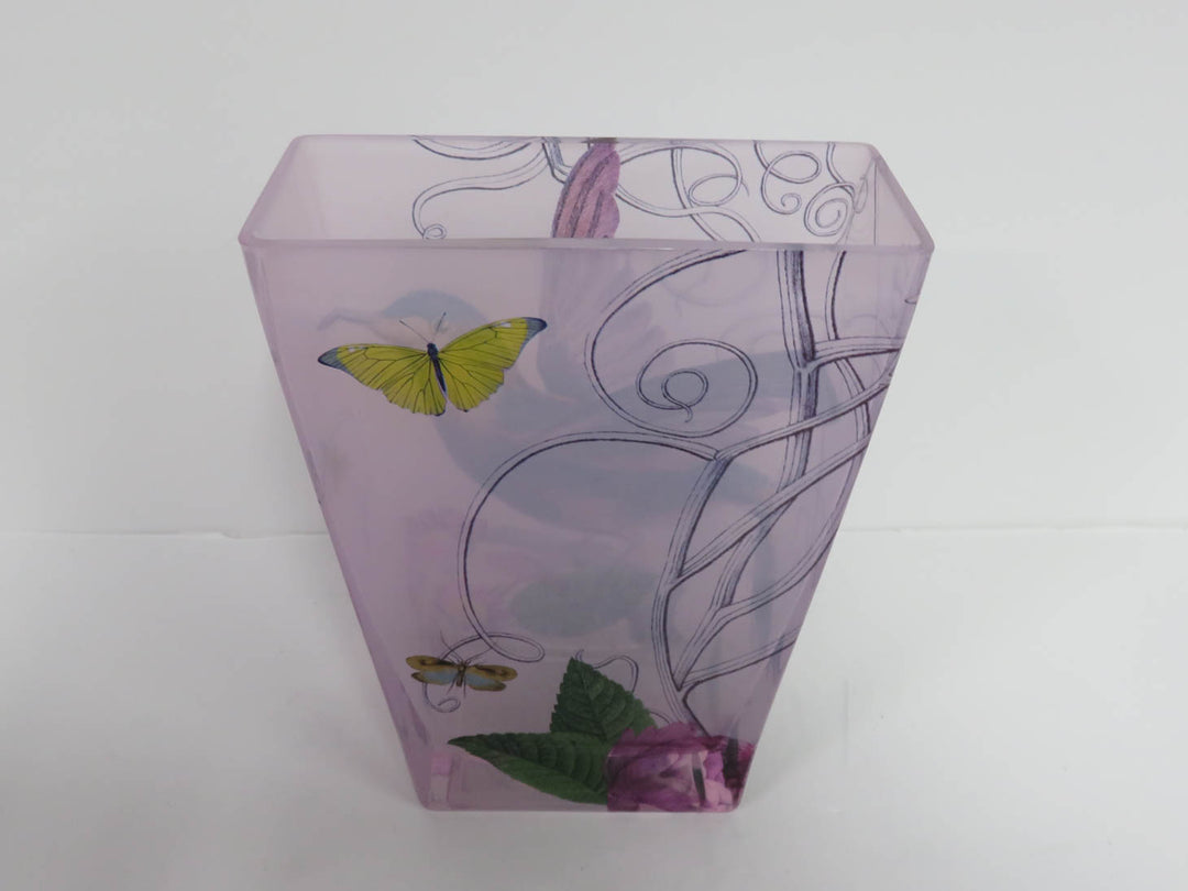 Rectangular Painted Glass Vase