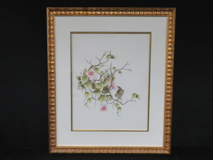 Signed Bird Print in Gold Frame