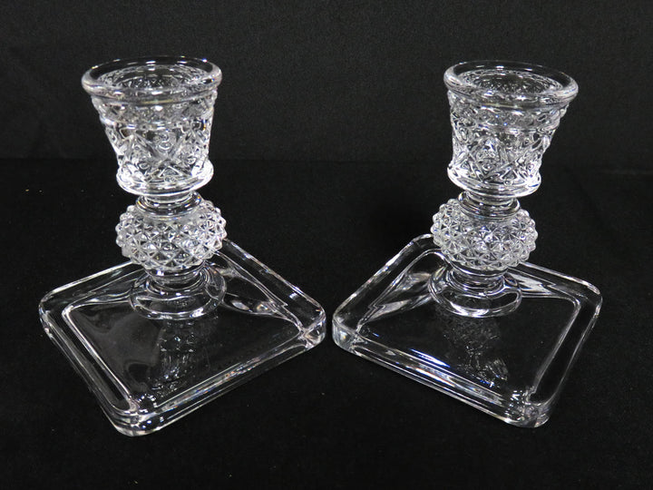 Cut Glass Square Candleholders