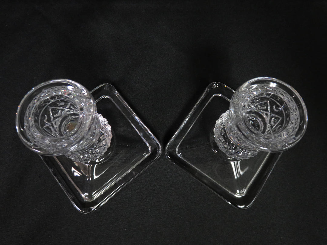Cut Glass Square Candleholders