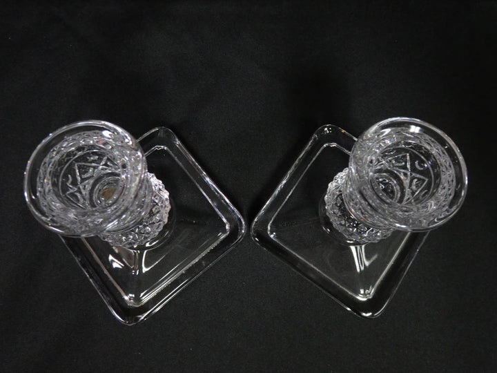 Cut Glass Square Candleholders