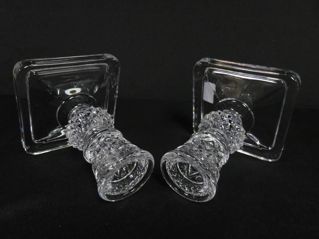 Cut Glass Square Candleholders
