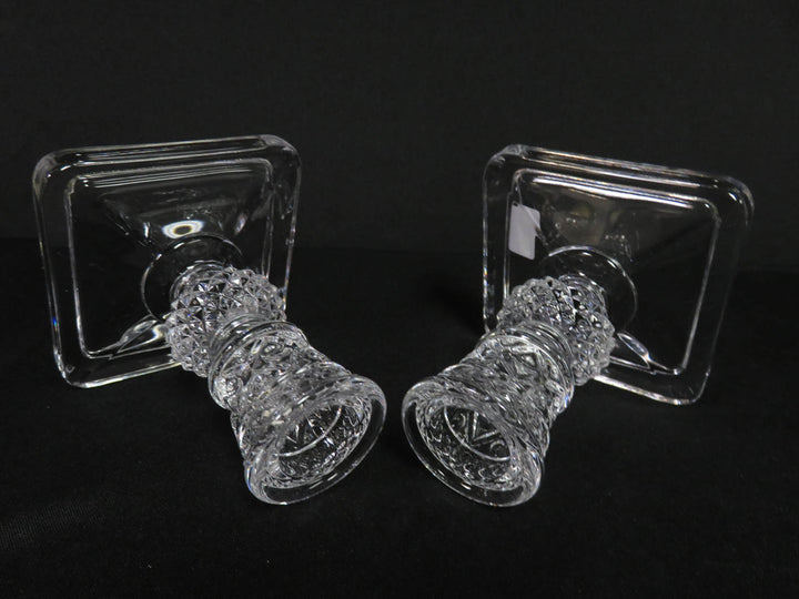 Cut Glass Square Candleholders