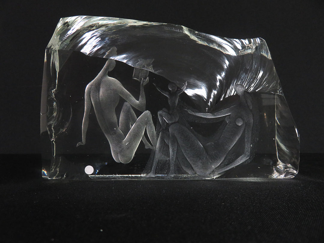 Etched Art Glass Sculpture