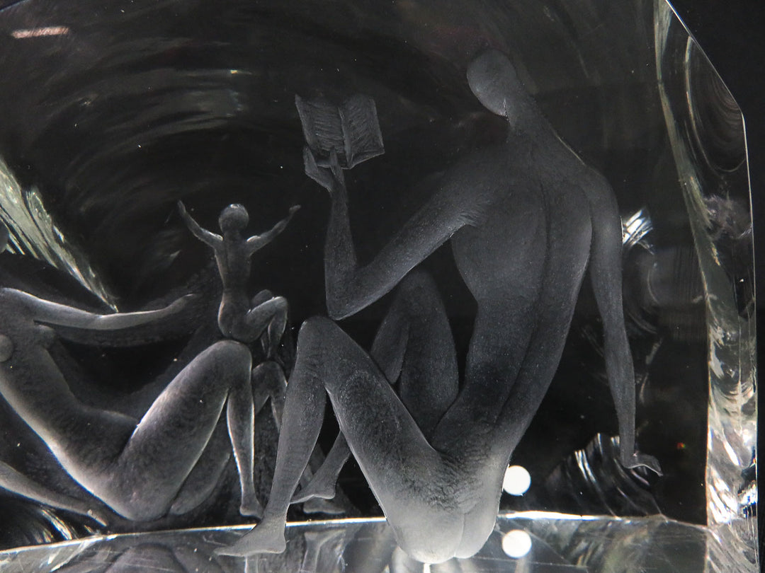 Etched Art Glass Sculpture