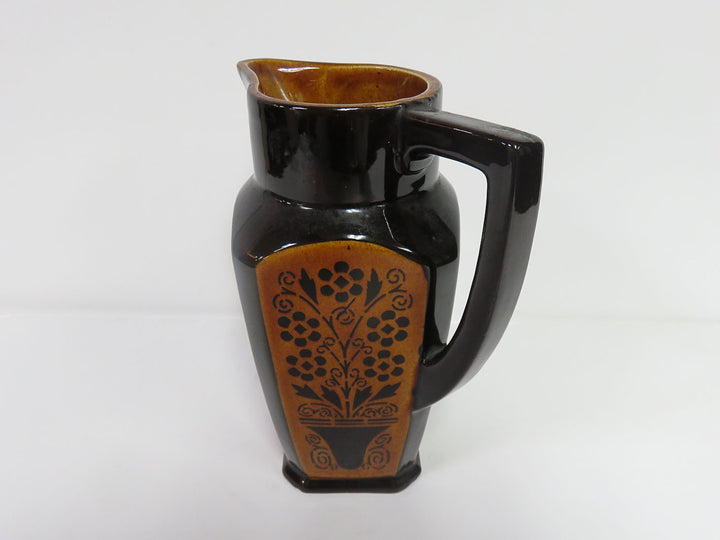 Brown Floral Pitcher