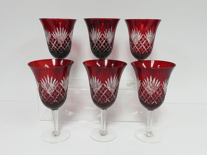 Cut to Clear Ruby Wine Glasses