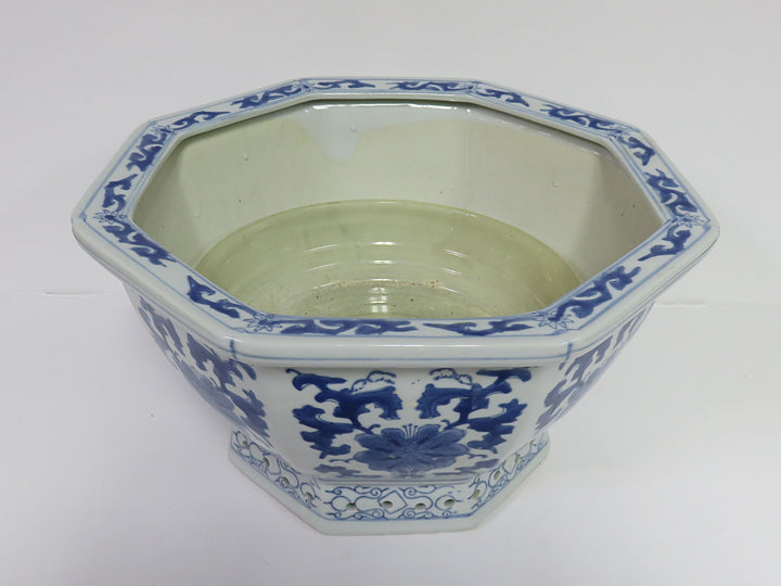 Blue and White Planter