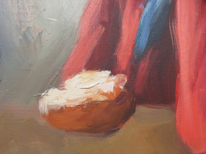 Portrait of Girl in Red and Blue