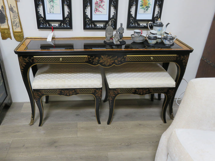 Drexel Heritage Chinoiserie Console Table with Benches