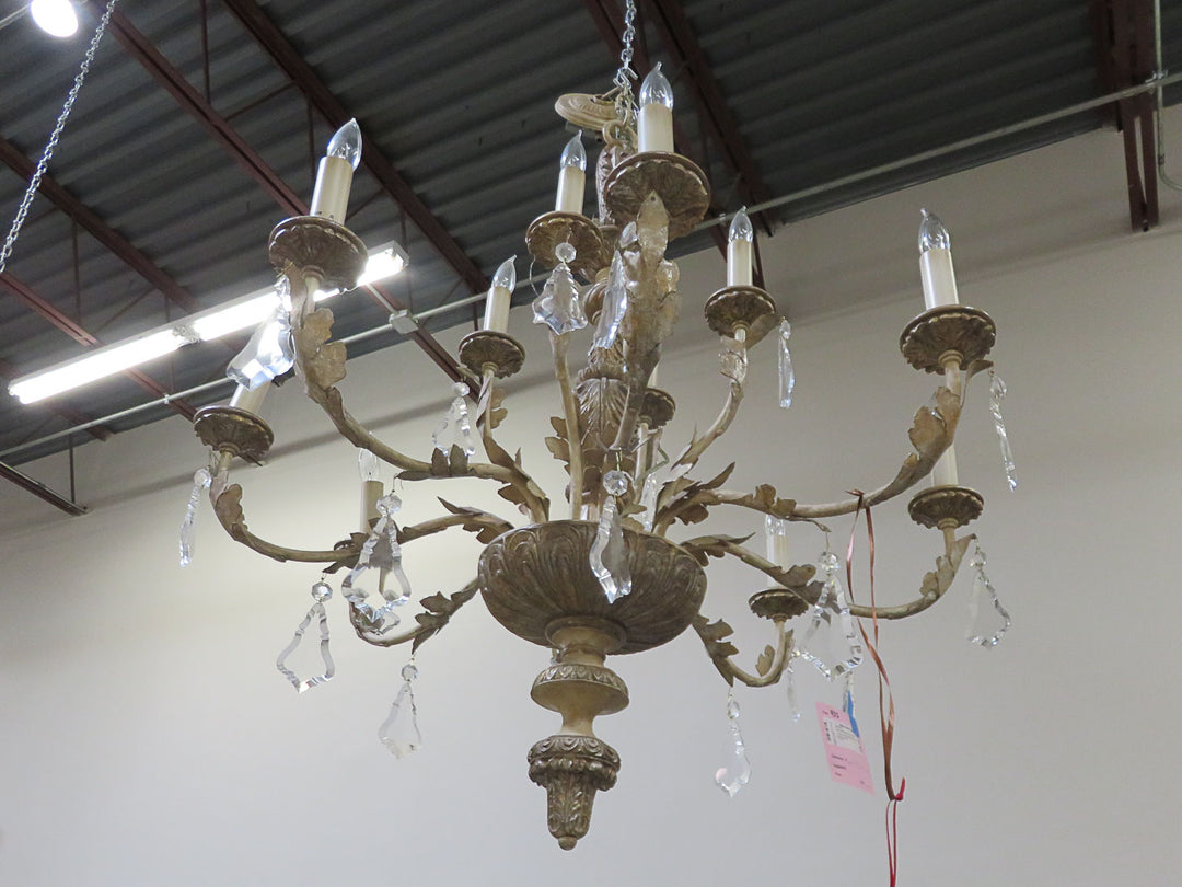 Two-Tiered Antiqued Cream Chandelier