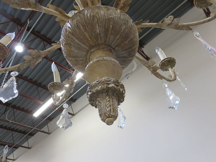Two-Tiered Antiqued Cream Chandelier