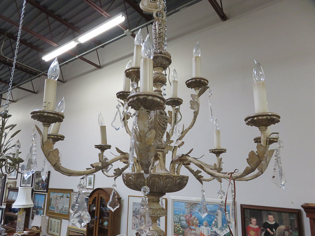 Two-Tiered Antiqued Cream Chandelier