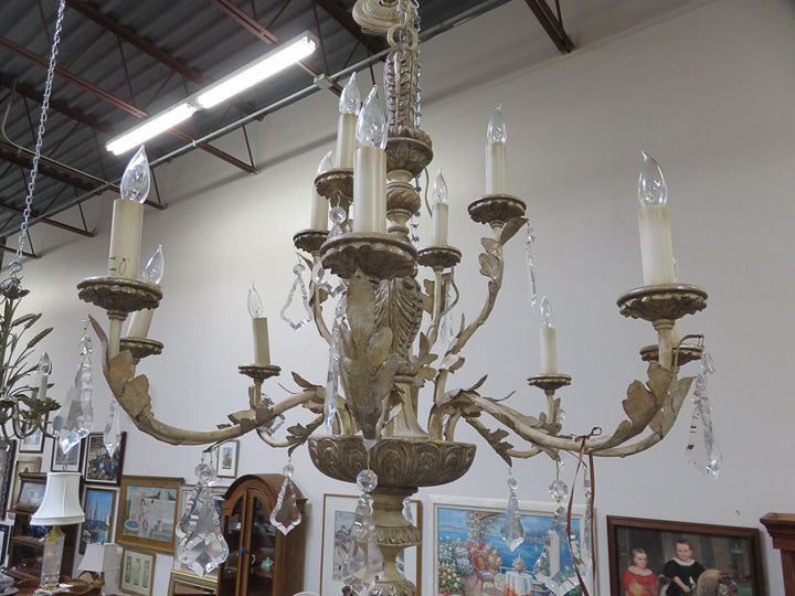 Two-Tiered Antiqued Cream Chandelier