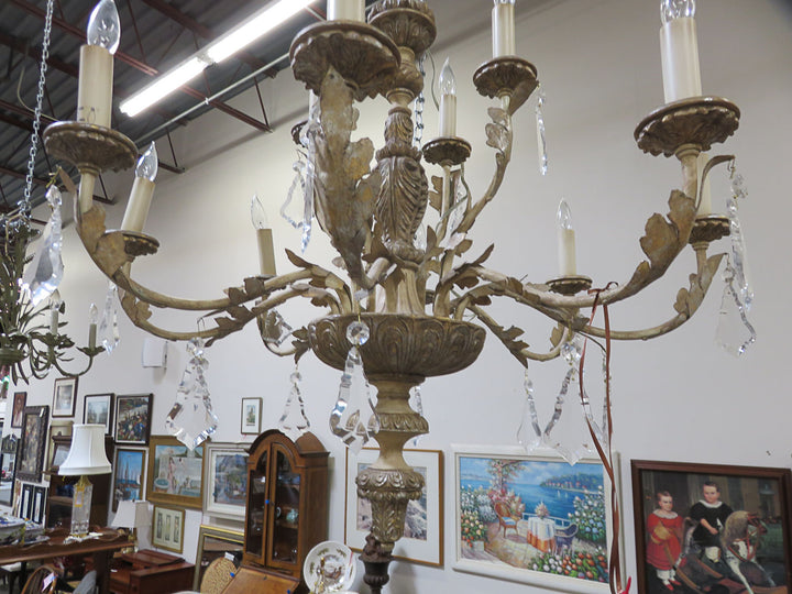 Two-Tiered Antiqued Cream Chandelier