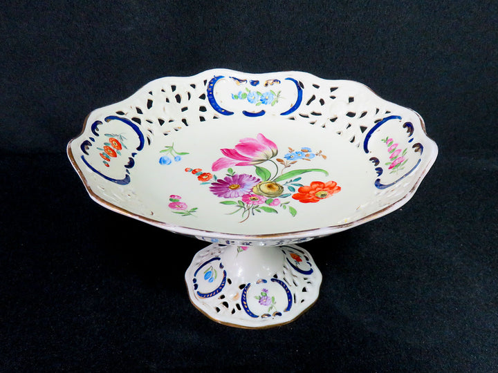 Reticulated Floral Pedestal Dish