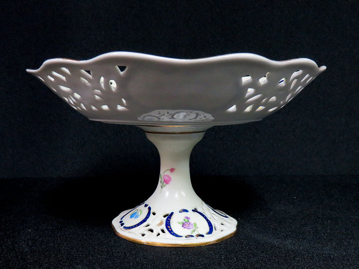 Reticulated Floral Pedestal Dish