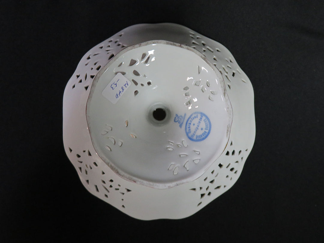 Reticulated Floral Pedestal Dish