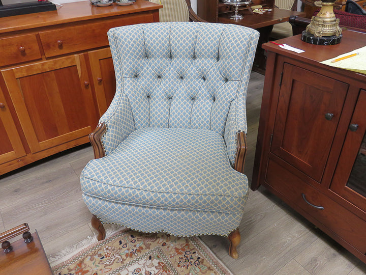 Blue Diamond Print Arm Chair