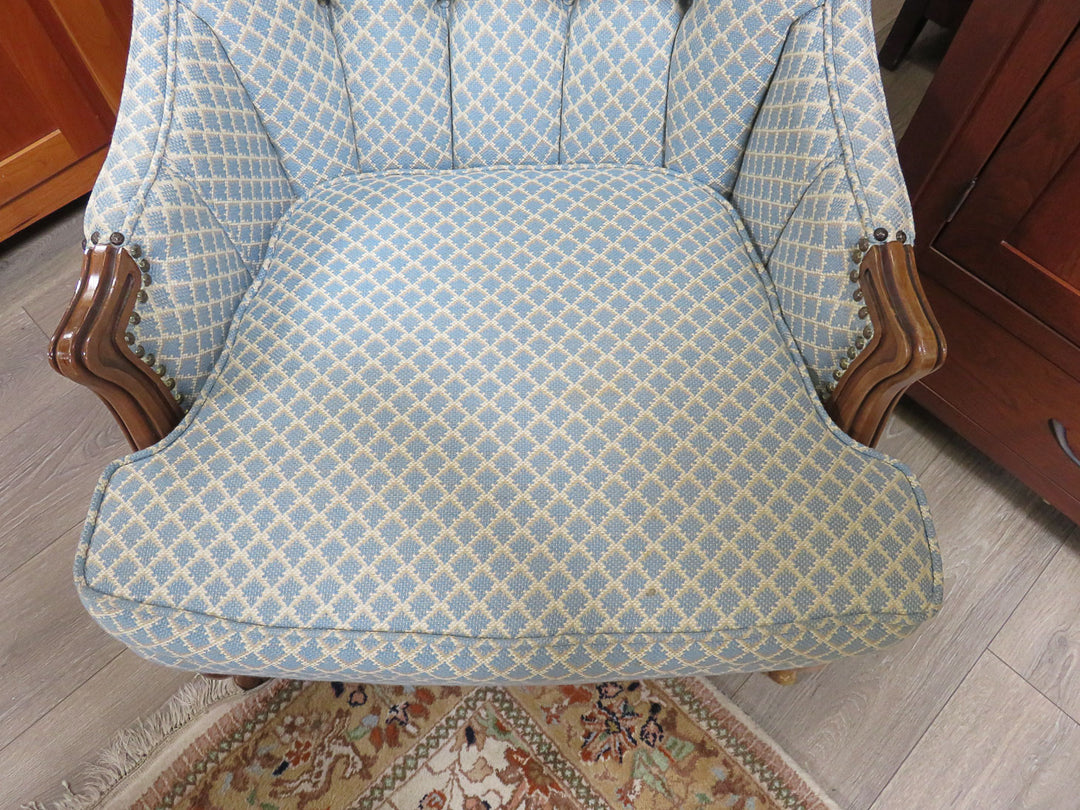 Blue Diamond Print Arm Chair