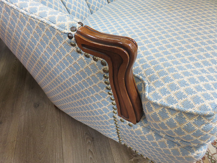 Blue Diamond Print Arm Chair