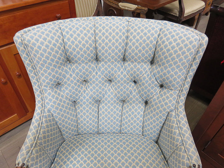 Blue Diamond Print Arm Chair