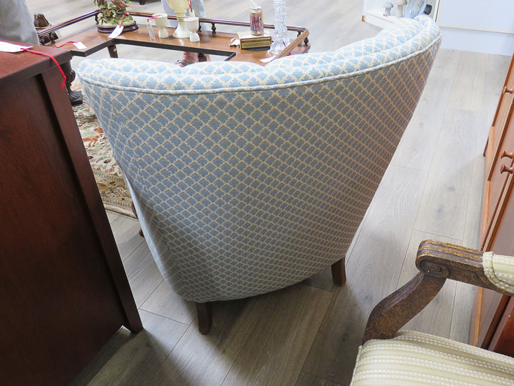 Blue Diamond Print Arm Chair