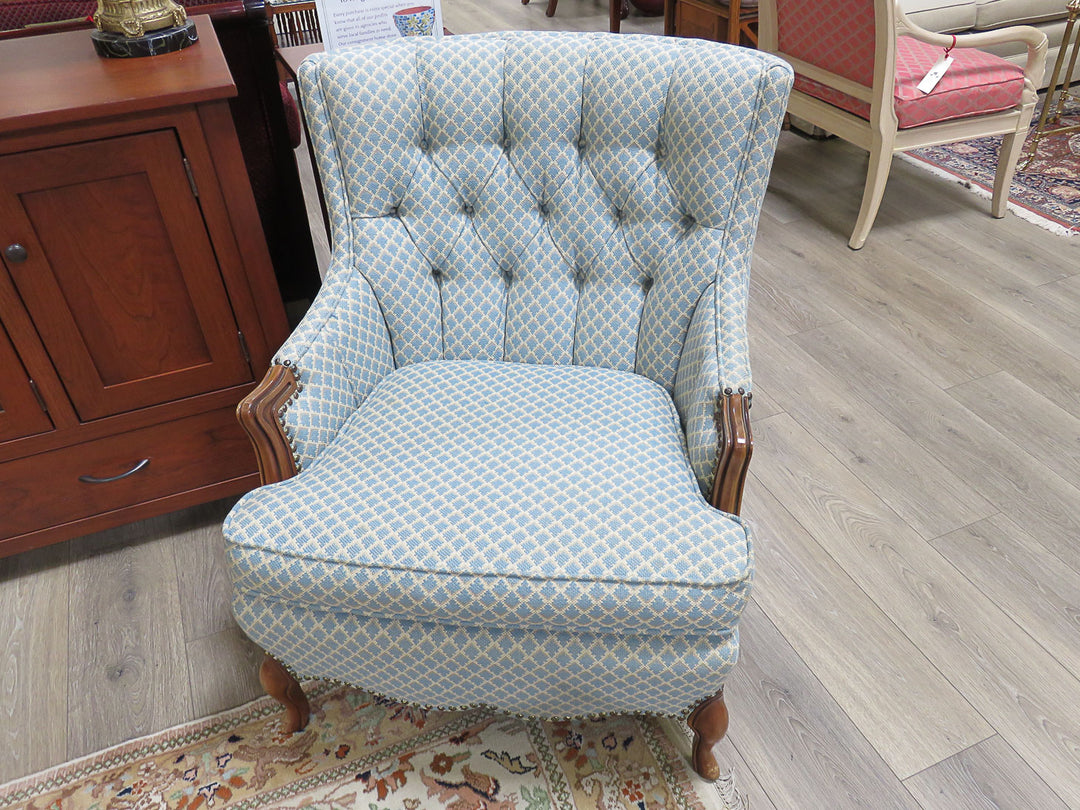 Blue Diamond Print Arm Chair