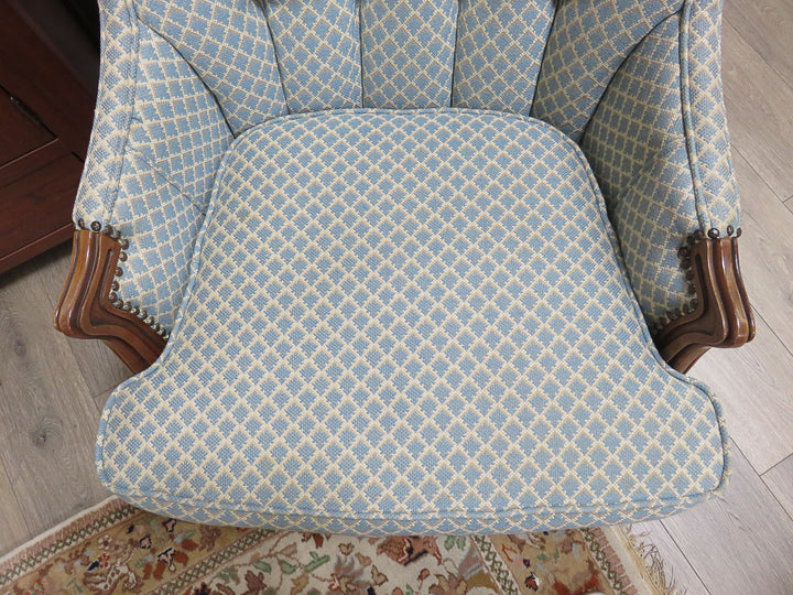 Blue Diamond Print Arm Chair