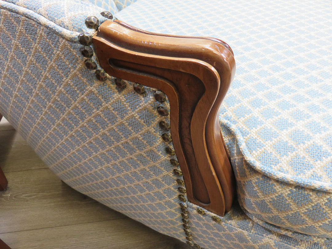 Blue Diamond Print Arm Chair