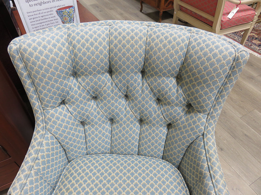 Blue Diamond Print Arm Chair